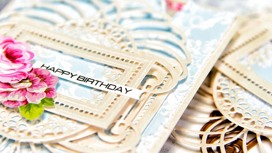 Layered Dimensional Die Cutting Series. Episode #1 - Birthday Card featuring Venise Lace collection