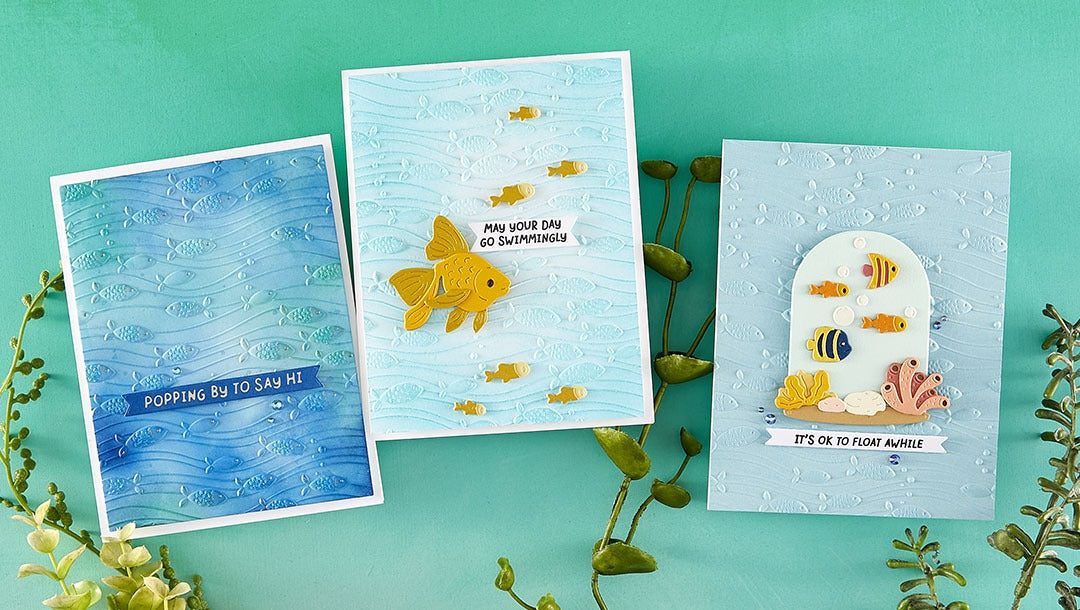 August 2025 3D Embossing Folder of the Month Preview & Tutorials – Underwater Waltz