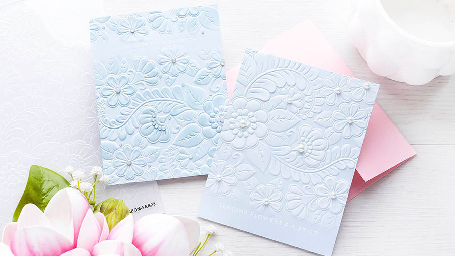 February 2023 3D Embossing Folder of the Month Preview & Tutorials – Spring Burst