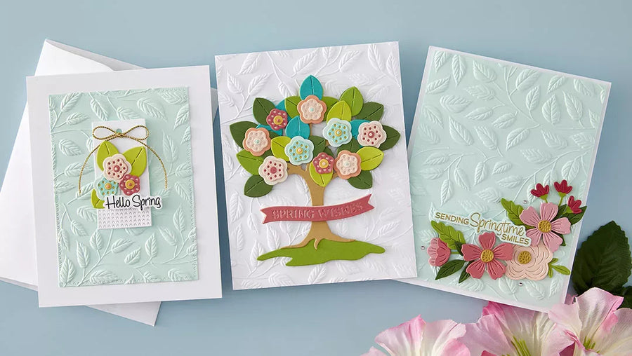 February 2026 3D Embossing Folder of the Month Preview & Tutorials – Shady Leaves