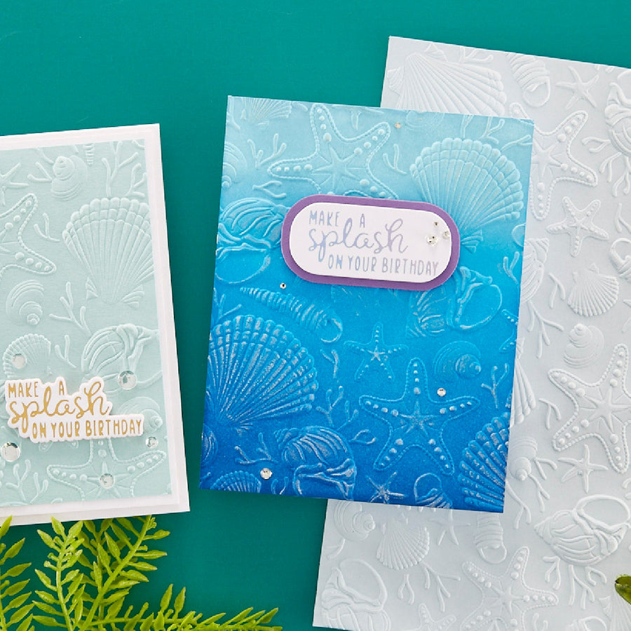 June 2023 3D Embossing Folder of the Month Preview & Tutorials – Scattered Shells