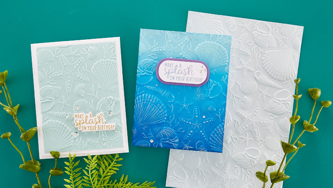 June 2023 3D Embossing Folder of the Month Preview & Tutorials – Scattered Shells