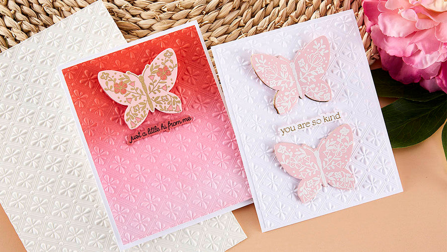March 2023 3D Embossing Folder of the Month Preview & Tutorials – Tiled Motif