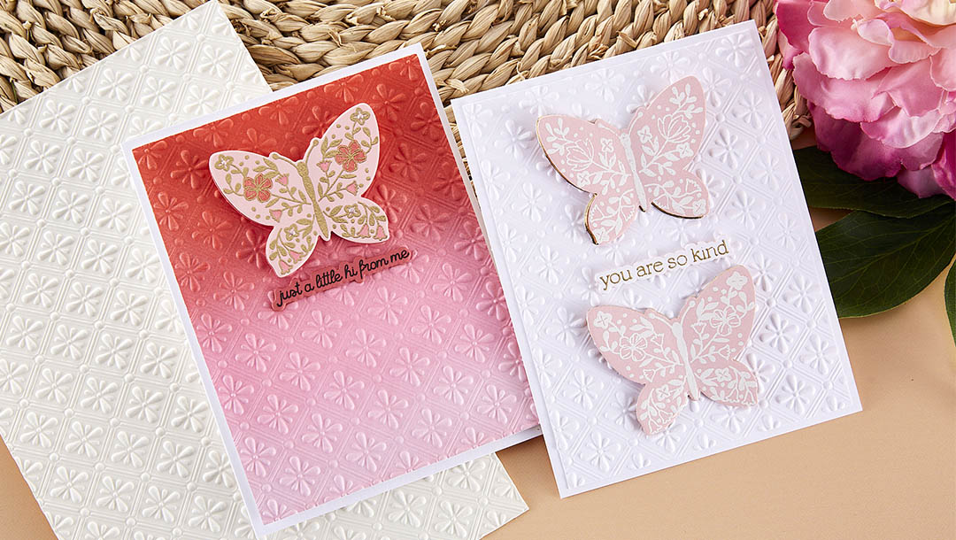 March 2023 3D Embossing Folder of the Month Preview & Tutorials – Tiled Motif