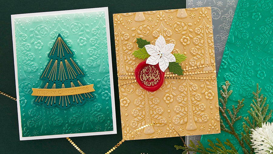 October 2023 3D Embossing Folder of the Month Preview & Tutorials – Flowering Christmas Tree Burst