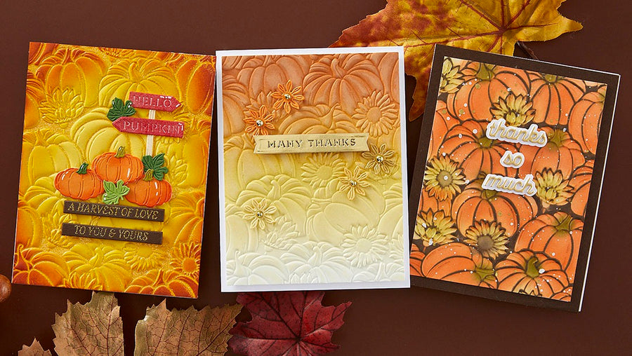 September 2024 3D Embossing Folder of the Month Preview & Tutorials – Pumpkin Patch