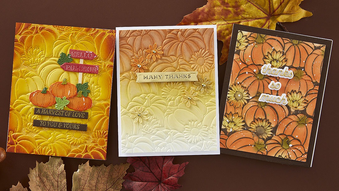 September 2024 3D Embossing Folder of the Month Preview & Tutorials – Pumpkin Patch