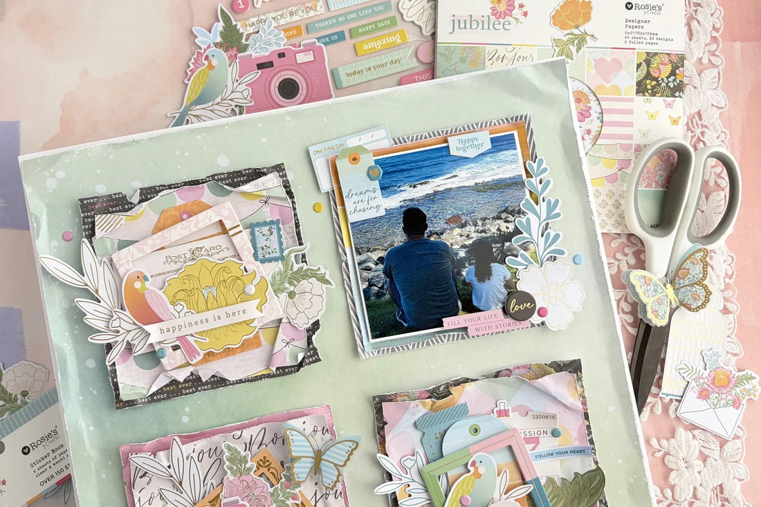 Step-by-Step Ephemera and Sticker-Based Grid Style Scrapbook Layout