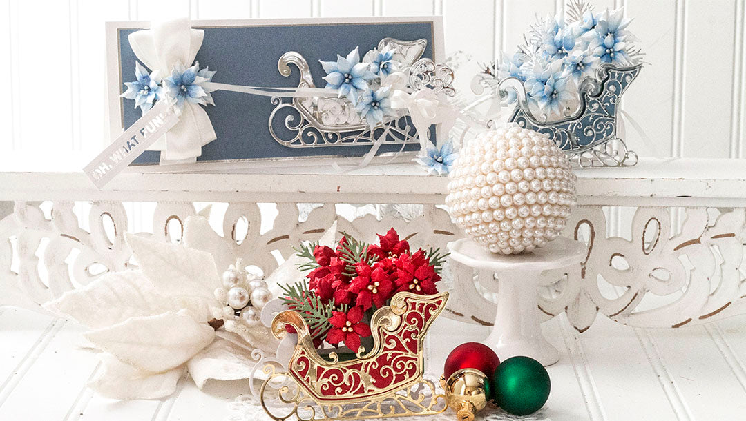November 2020 Amazing Paper Grace Die of the Month is Here – Pop Up 3D Vignette Poinsettia Sleigh