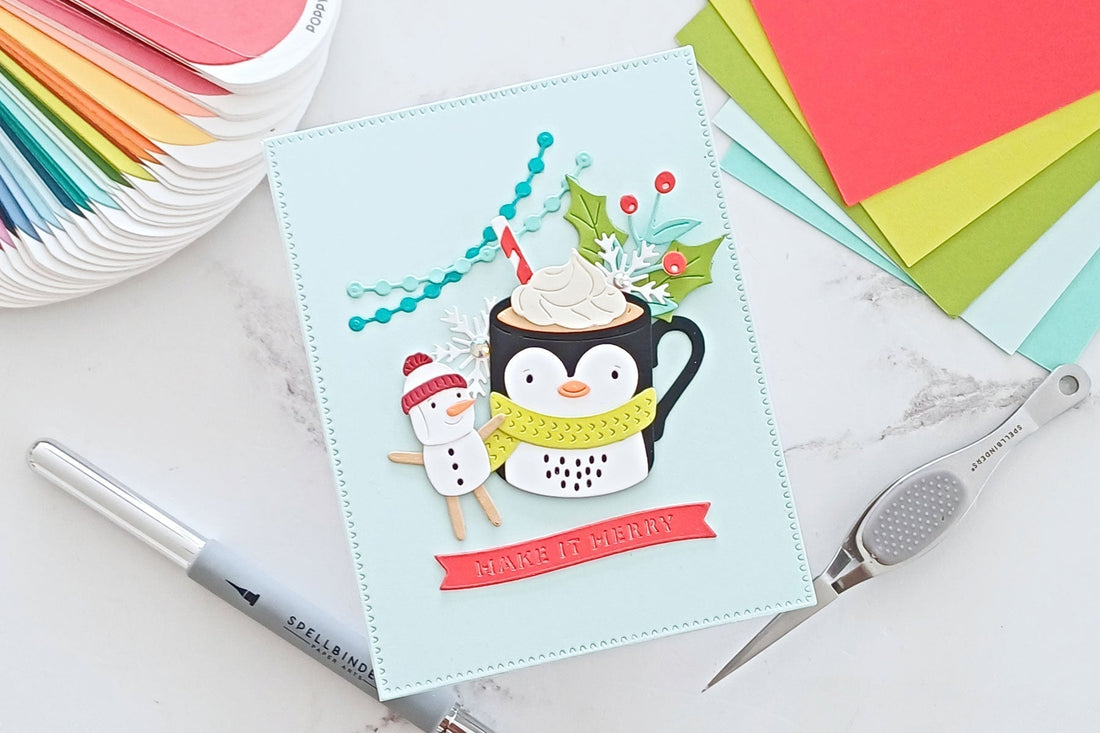 Create a sweet festive scene using Mug Friends Etched Dies, S4-1477, S5-698, S1-124, S5-647