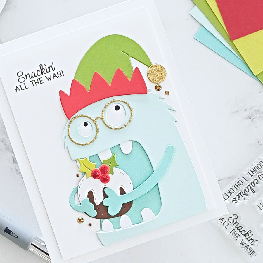How to Make a Fun Christmas Monster Card: Chompster Holiday Card Tutorial, SDS-242, STP-295, BD-1049
