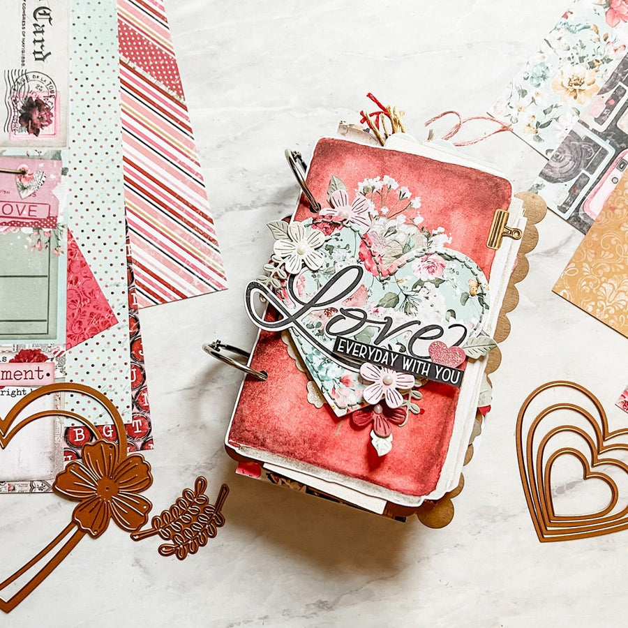 Mini-album With Simple Stories Simple Vintage Love Story Collection + Spellbinders Dies
