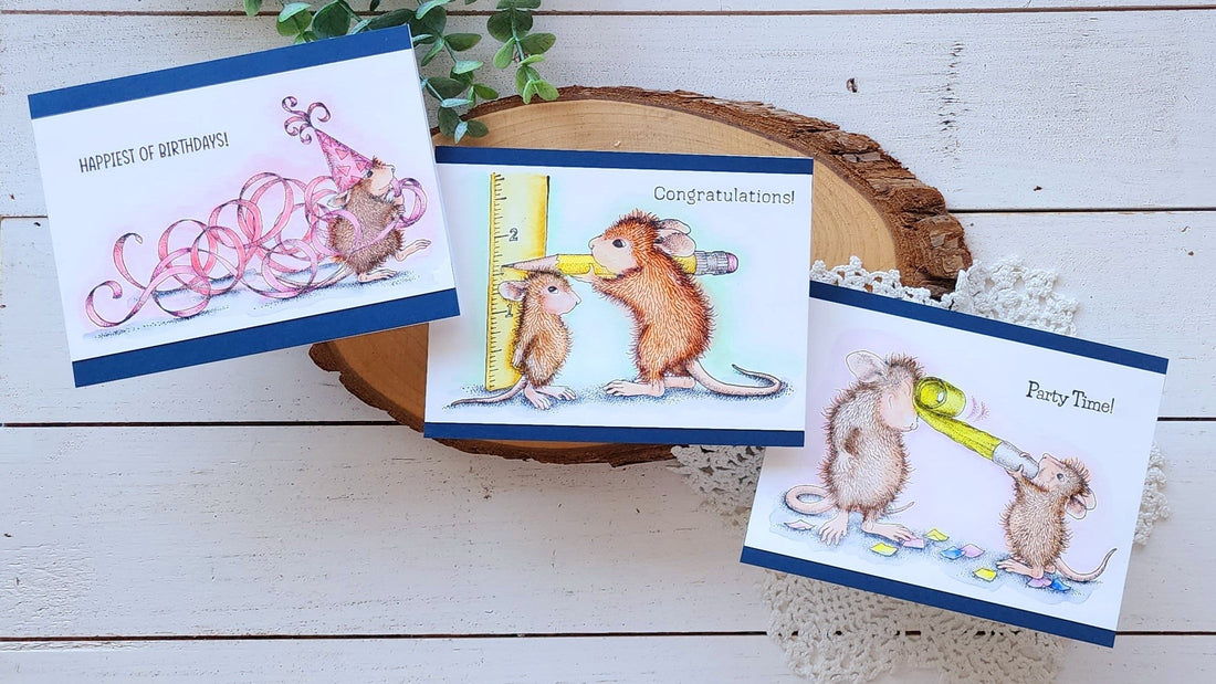 Trio of One-Layer Wonder House-Mouse Cards