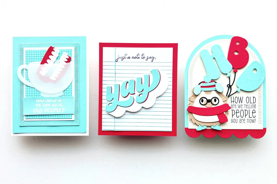 Funny Birthday Card Ideas Using the Spellbinders Aged to Perfection Collection
