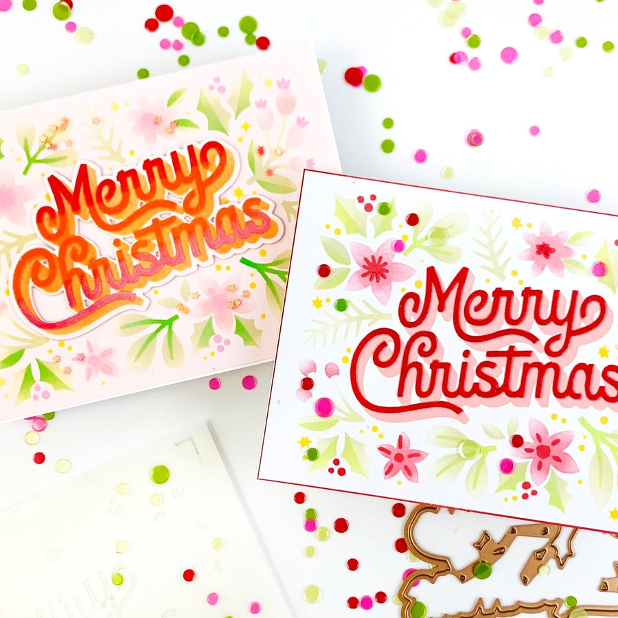 Layered Merry Christmas Foliage Stencil How-To