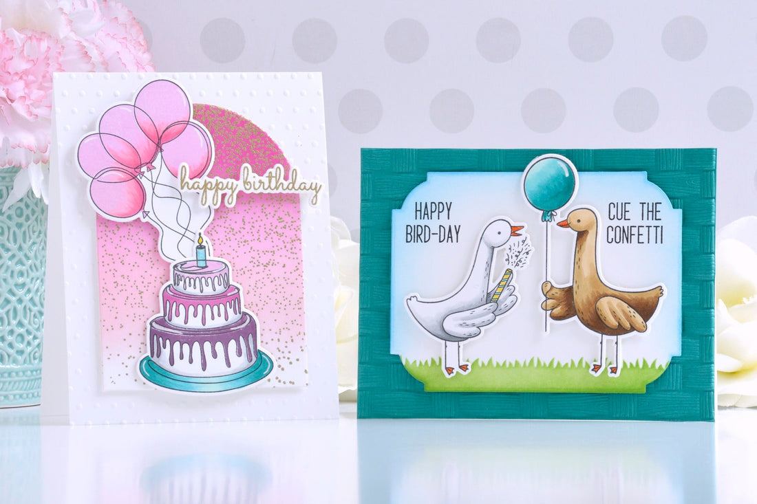 Simple and Cute Birthday Cards with New Stamp and Dies from Simon Hurley