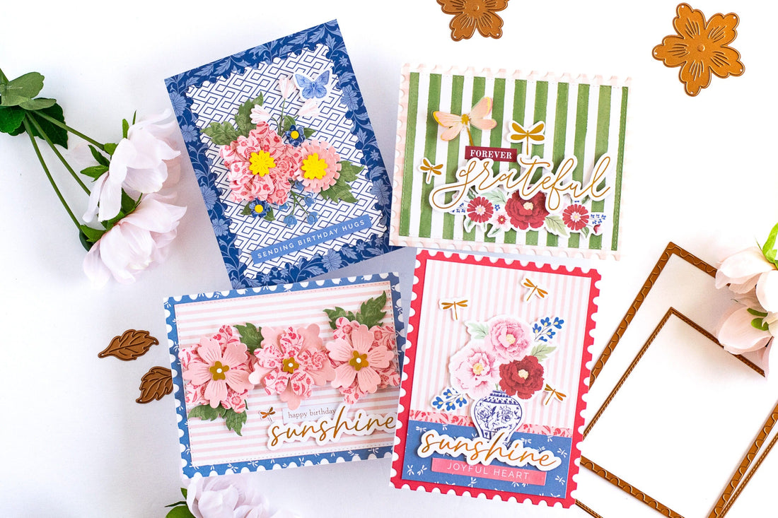 Four Die Cut Cards with the Bayfair collection