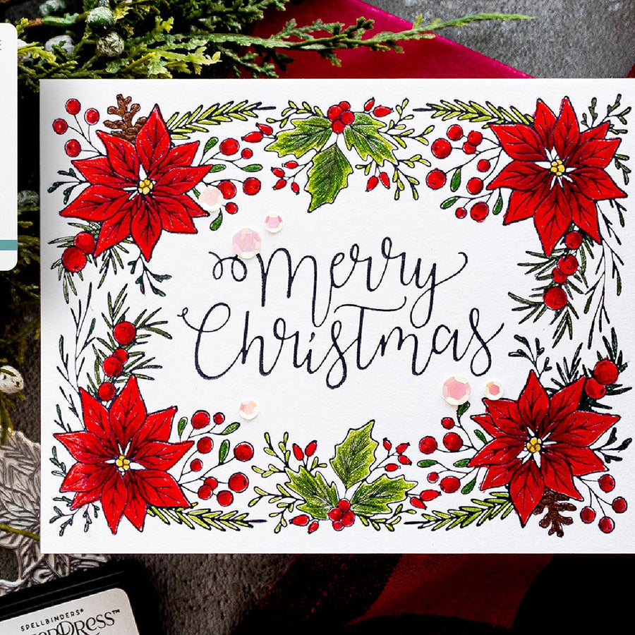 July 2023 BetterPress Plate of the Month Preview & Tutorials – Poinsettia Frame