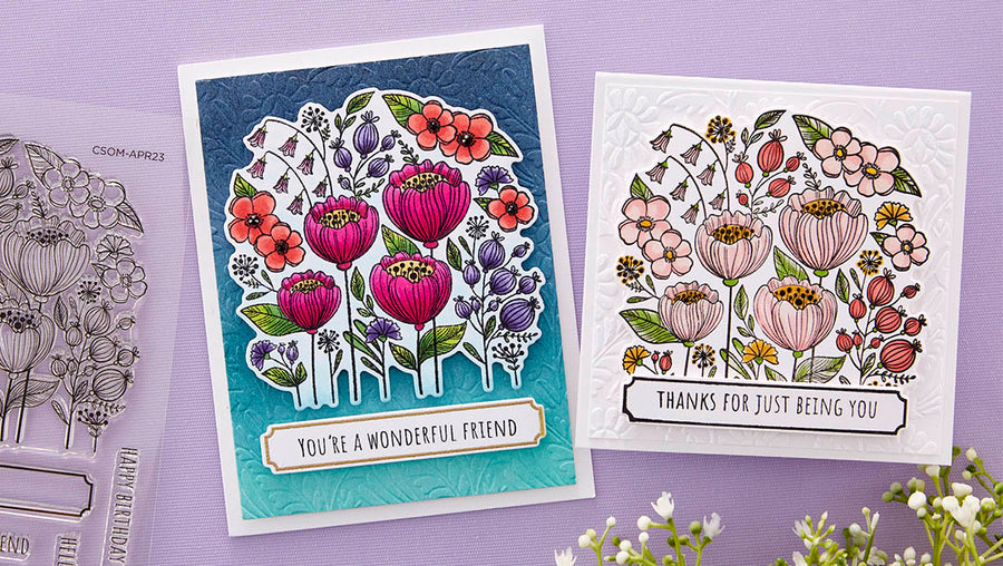 April 2023 Clear Stamp + Die of the Month Preview & Tutorials – Friendship Garden