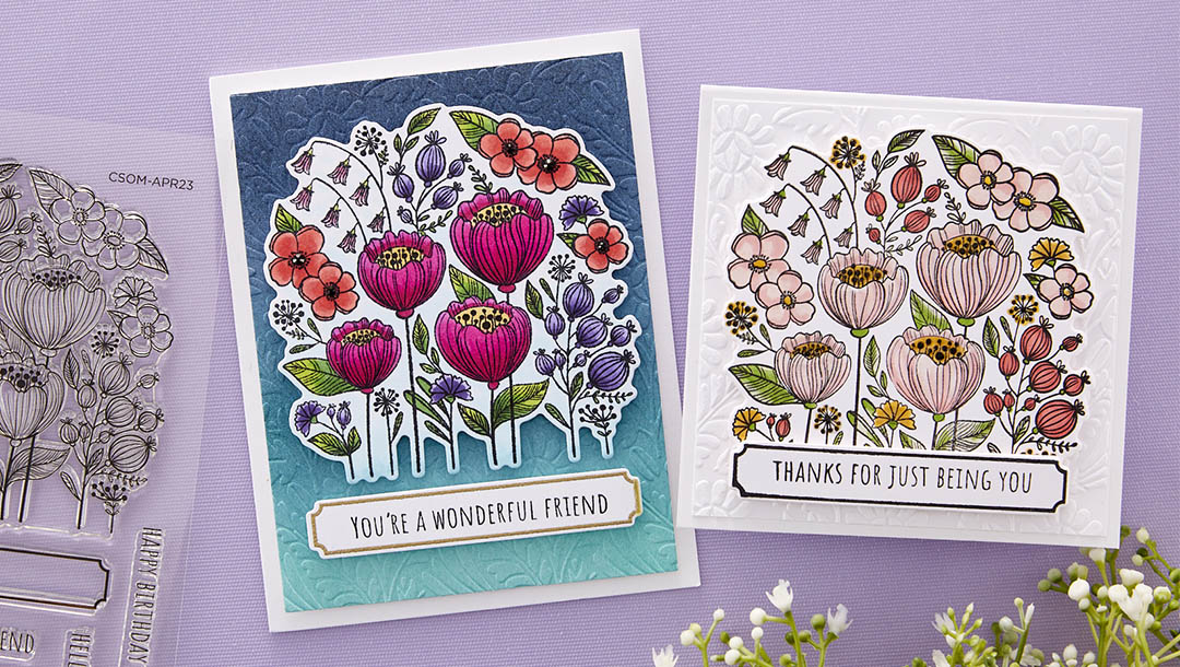 April 2023 Clear Stamp + Die of the Month Preview & Tutorials – Friendship Garden