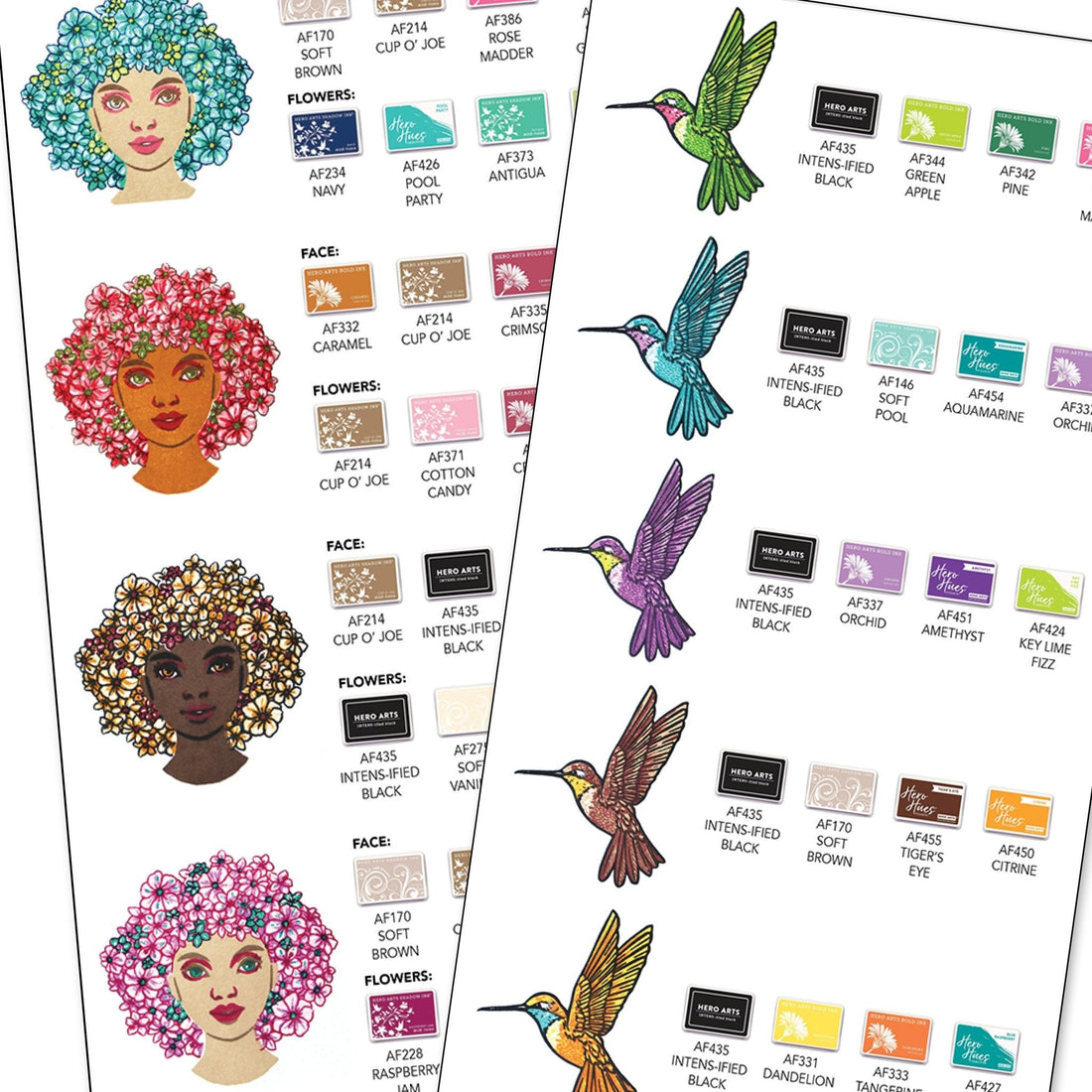Color Layering Charts: Hummingbird + Flower Power - Hero Arts