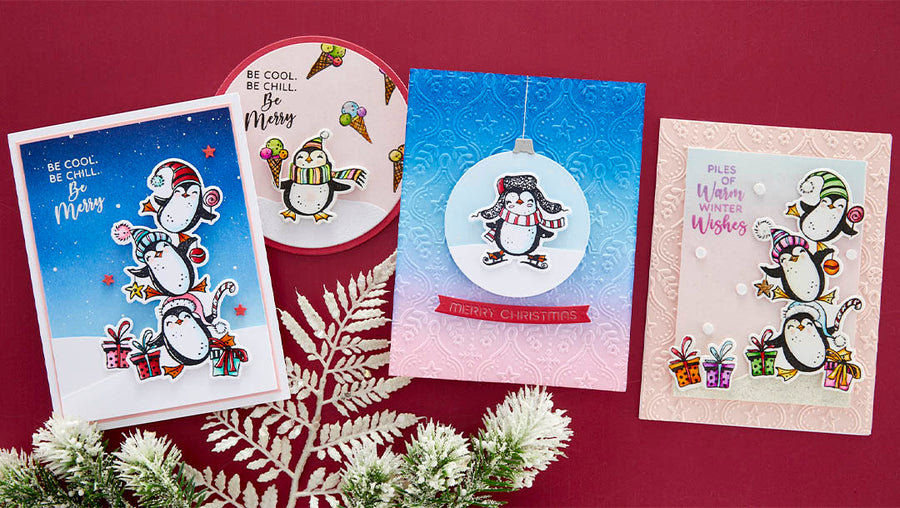 October 2023 Clear Stamp + Die of the Month Preview & Tutorials – Festive Penguins