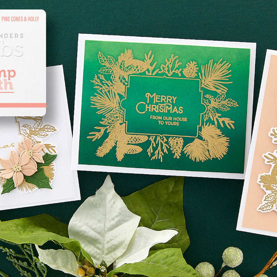 July 2023 Clear Stamp + Die of the Month Preview & Tutorials – Pine Cones & Holly