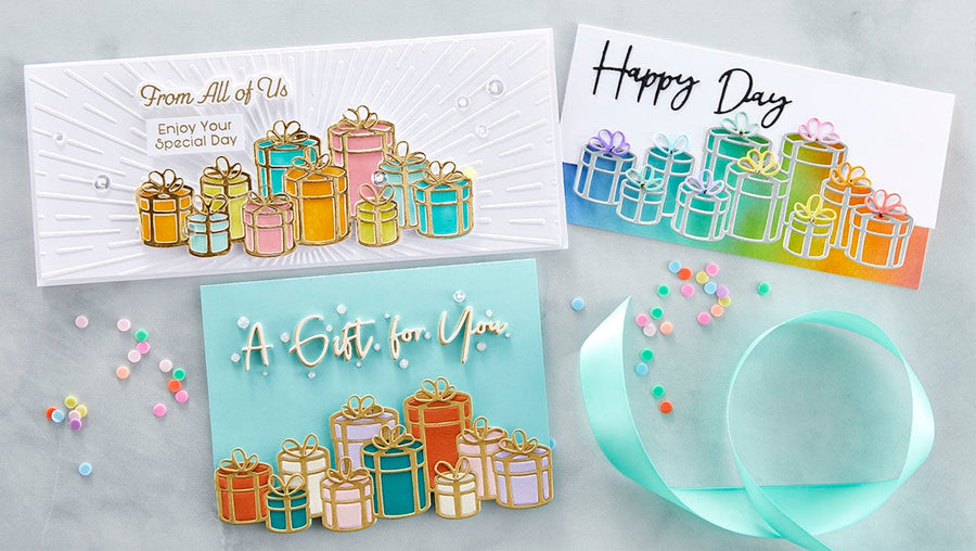 April 2022 Small Die of the Month Preview & Tutorials – Gift Border & Sentiments