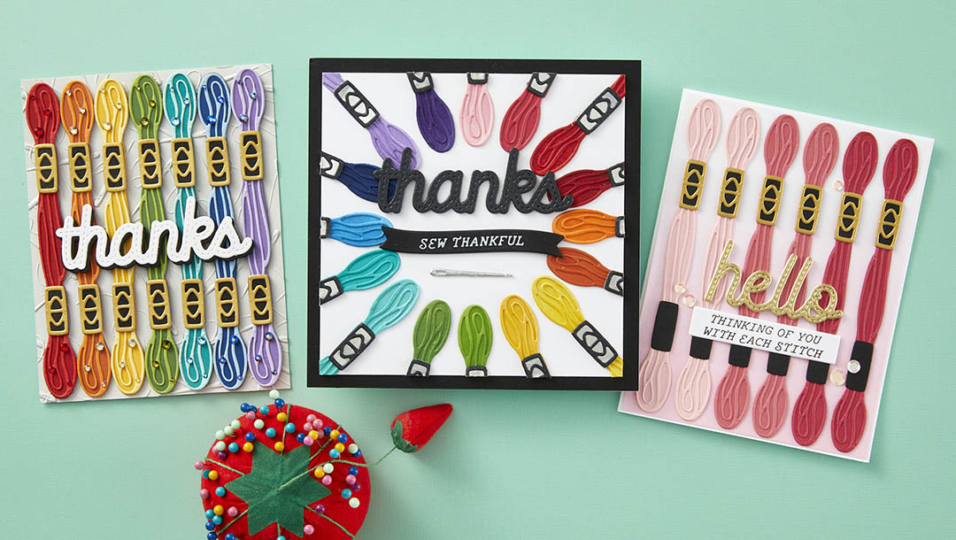 April 2024 Small Die of the Month Preview & Tutorials – Faux Stitched Sentiments & Floss