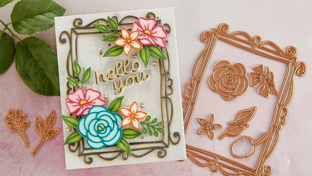 December 2021 Small Die of the Month Preview & Tutorials – Sketched Florals & Frame