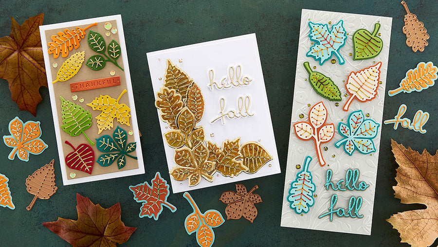 September 2022 Small Die of the Month Preview & Tutorials – Stitched Fall Leaves