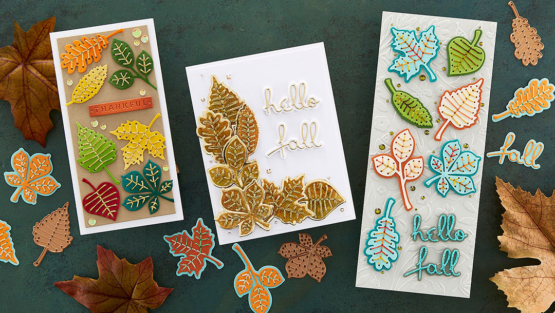 September 2022 Small Die of the Month Preview & Tutorials – Stitched Fall Leaves