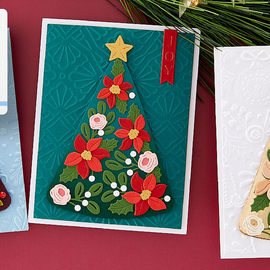 July 2023 Small Die of the Month Preview & Tutorials – Layered Poinsettia Tree