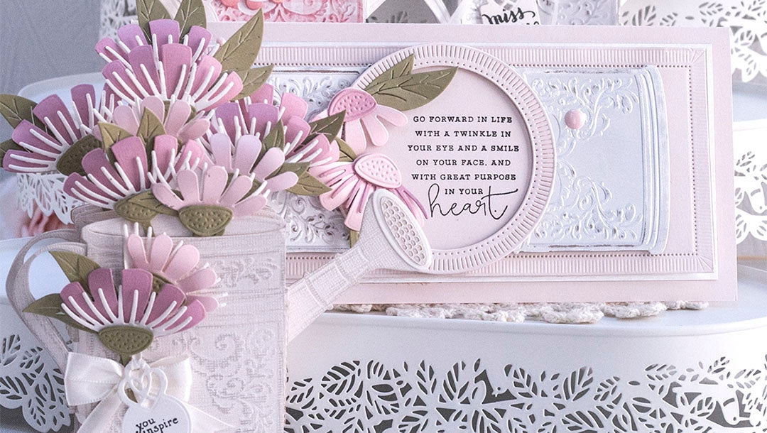 April 2022 Amazing Paper Grace Die of the Month Preview & Tutorials – Pop Up 3D Vignette Watering Can Bouquet