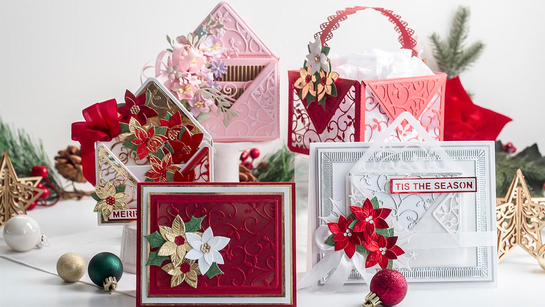 October 2022 Amazing Paper Grace Die of the Month Preview & Tutorials – 3D Poinsettia Surprise Envelope