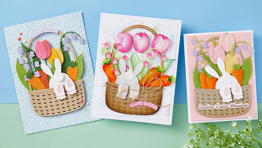 February 2024 Large Die of the Month Preview & Tutorials – Floral Bunny Basket