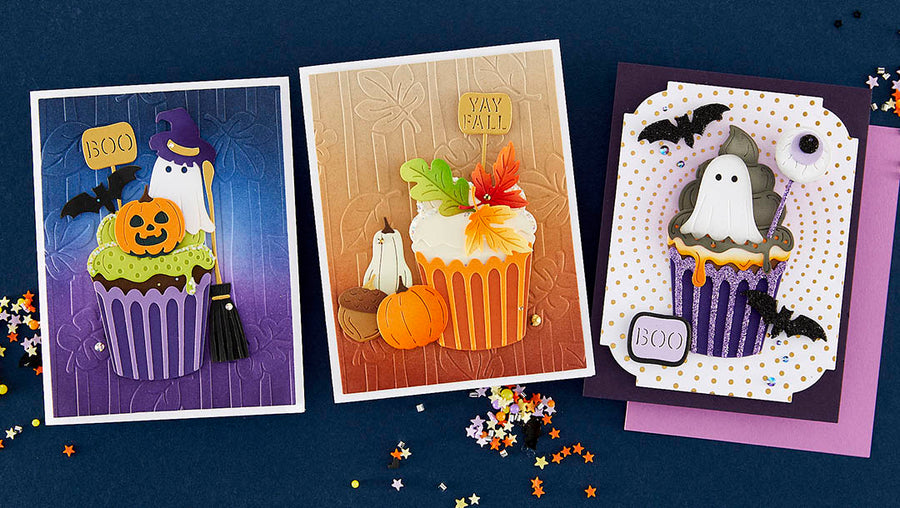 September 2023 Large Die of the Month Preview & Tutorials – Boo-Licious Fall Cupcake