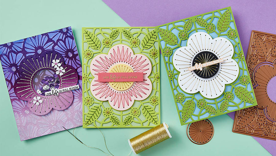 February 2024 Stitching Die of the Month Preview & Tutorials – Stitched Floral Focal Card Front