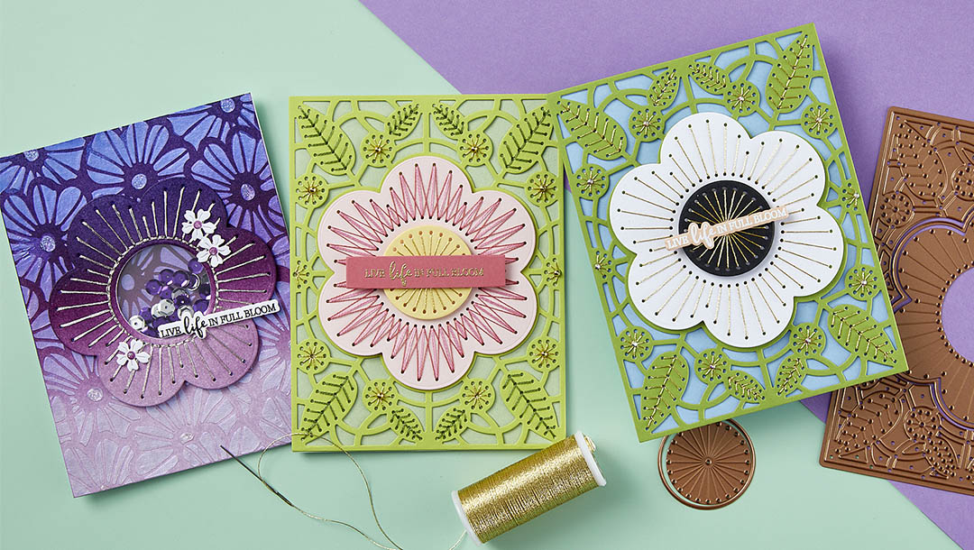 February 2024 Stitching Die of the Month Preview & Tutorials – Stitched Floral Focal Card Front