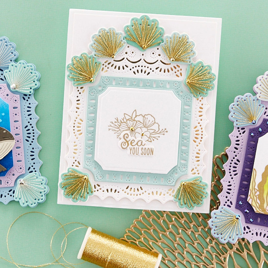 June 2023 Stitching Die of the Month Preview & Tutorials – Stitched Shell Cardfront