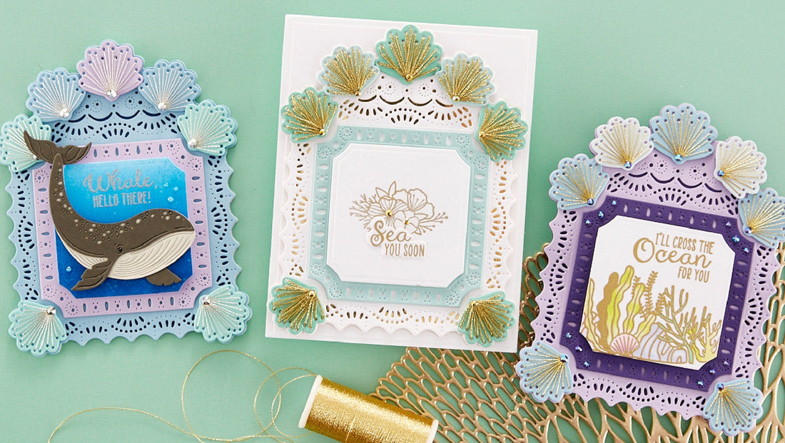 June 2023 Stitching Die of the Month Preview & Tutorials – Stitched Shell Cardfront