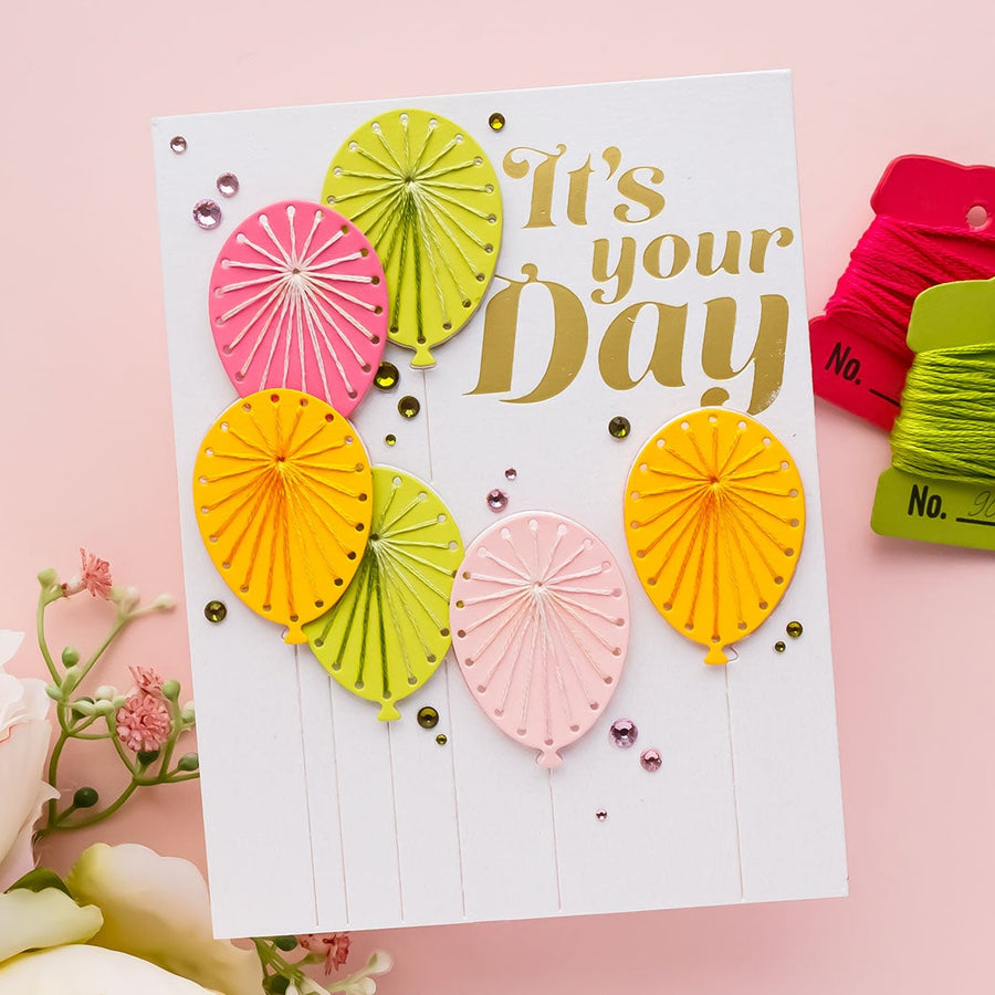 May 2023 Stitching Die of the Month Preview & Tutorials – Stitched Balloon Card Front