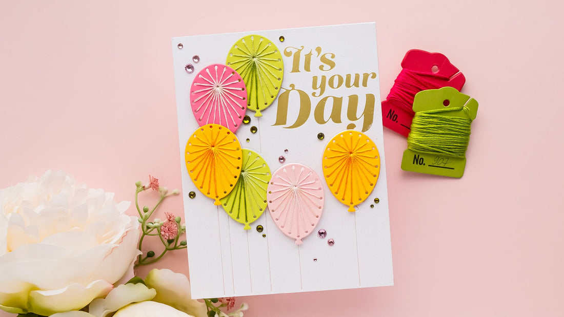 May 2023 Stitching Die of the Month Preview & Tutorials – Stitched Balloon Card Front