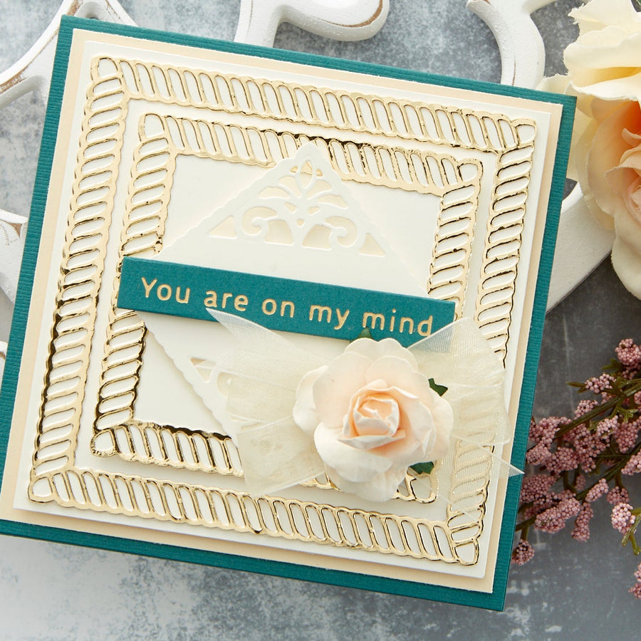 Cardmaking Inspiration | On My Mind Card Featuring Elegant Twist Squares by Becca Feeken