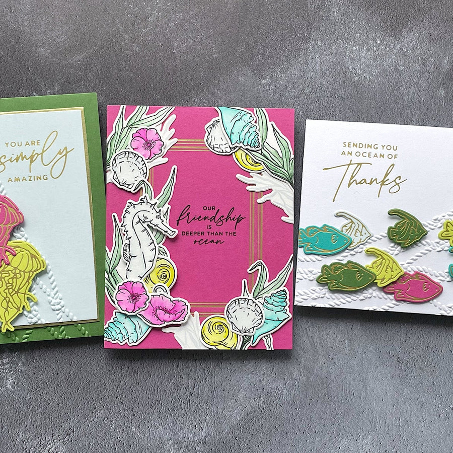 Vibrant Aquatic Cards Featuring Seahorse Kisses Collection with Emily Leiphart