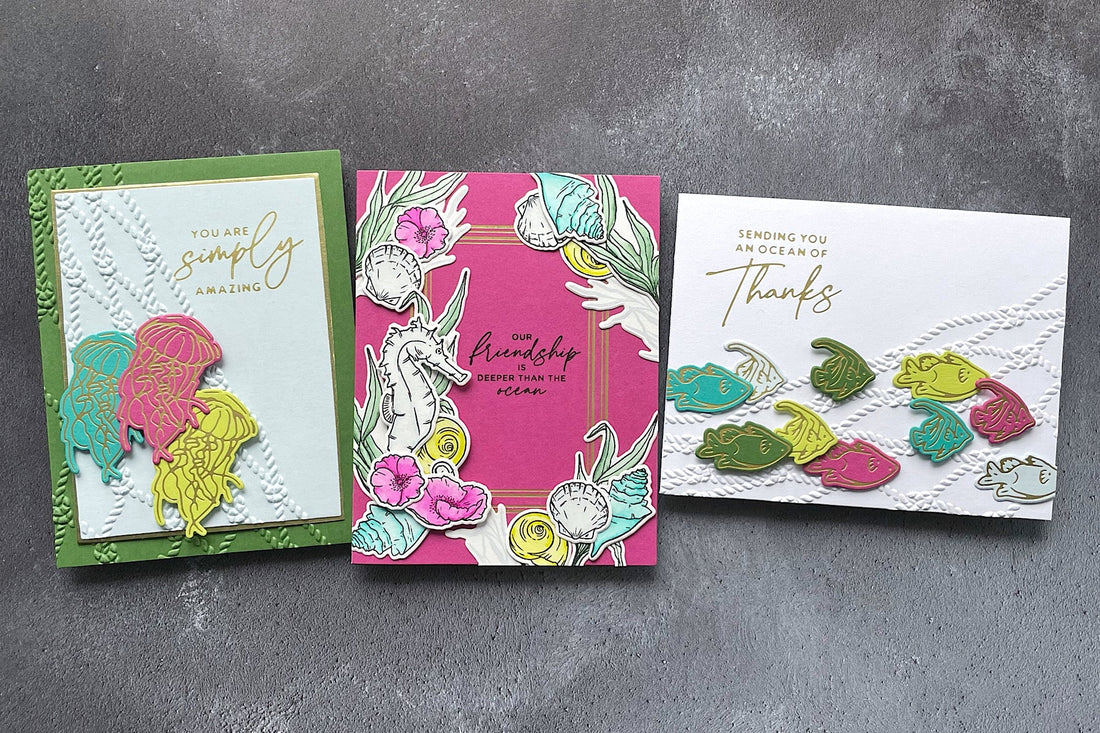 Vibrant Aquatic Cards Featuring Seahorse Kisses Collection with Emily Leiphart