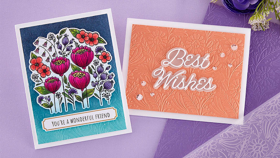 April 2023 Embossing Folder of the Month Preview & Tutorials – Seamless Floral Background