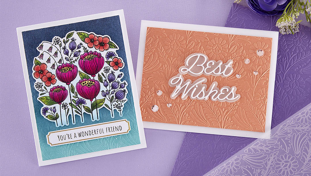 April 2023 Embossing Folder of the Month Preview & Tutorials – Seamless Floral Background