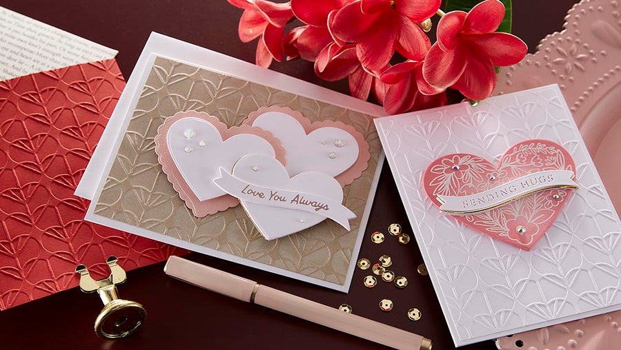 December 2022 Embossing Folder of the Month Preview & Tutorials – Heart Blooms