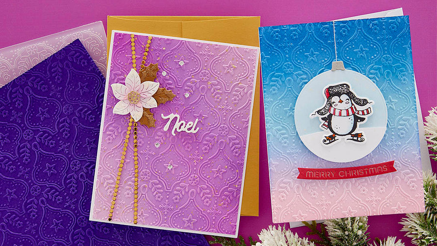 October 2023 Embossing Folder of the Month Preview & Tutorials – Christmas Tile